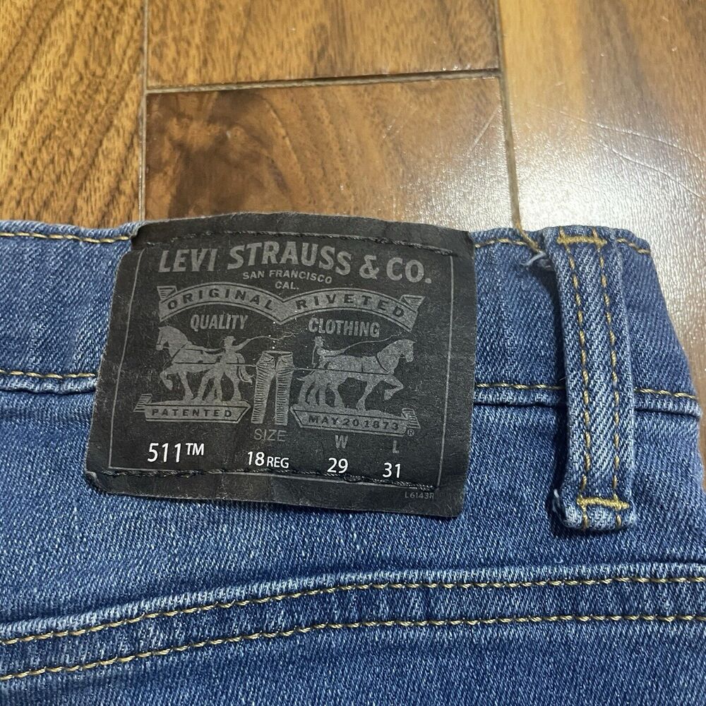 Levi's 511 Jeans Womens 18 Reg 29x31 Slim Fit Medium Blue Wash Black Label - Picture 9 of 10